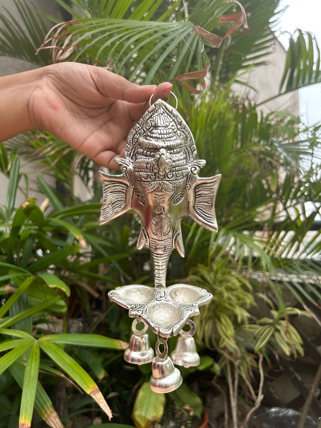 Barn 14 German Silver Easy to Clean Ganesh Chaturthi Pooja Bell
