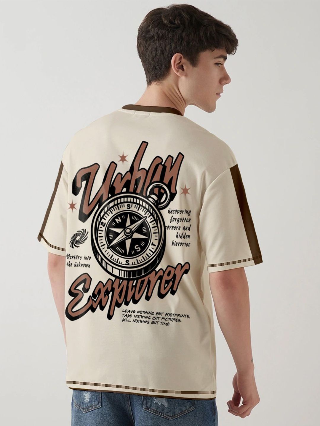 Crazymonk Graphic Printed Drop-Shoulder Sleeves Cotton Oversized T-shirt