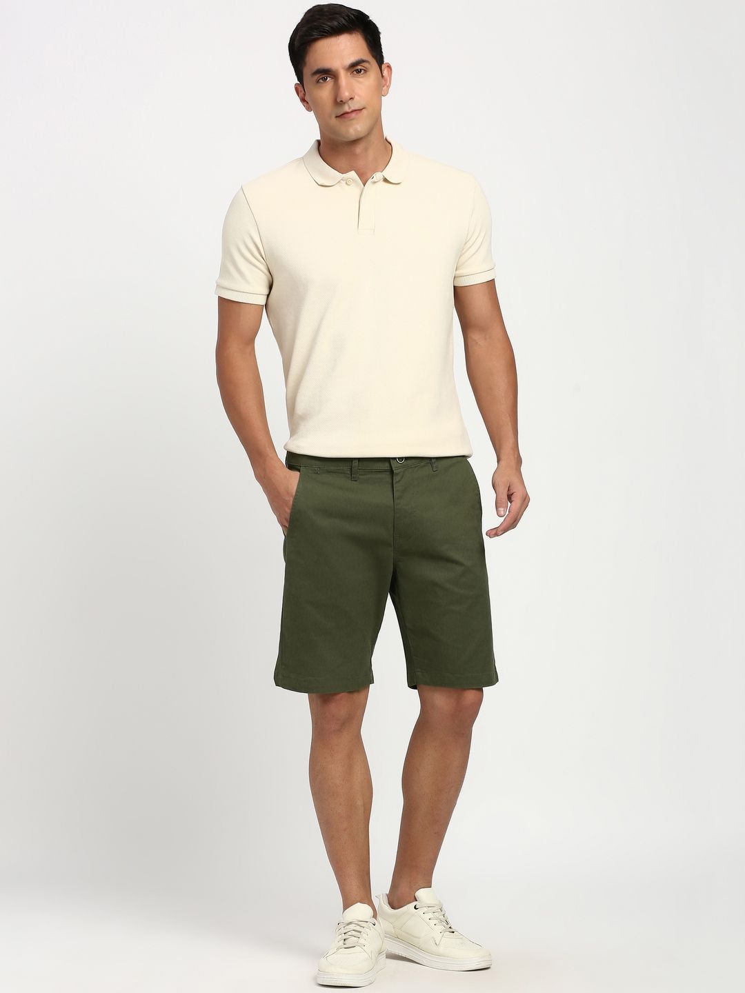 Peter England Casuals Men Regular Fit Mid-Rise Cotton Shorts