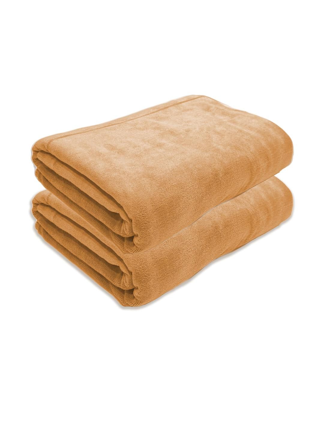 Black Gold Pack of 2 Beige Microfiber Bath Towel
