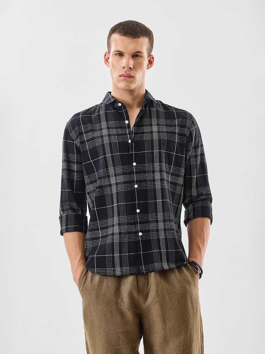 Snitch Tartan Checked Cotton Linen Casual Shirt Offers & Cashback