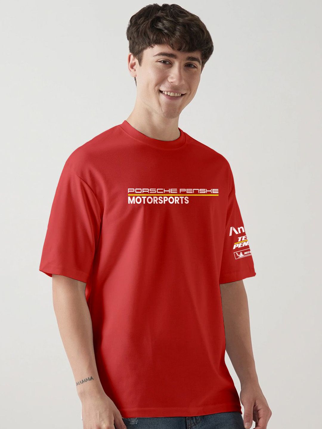 Crazymonk Men Typography Printed Round Neck Cotton Oversized T-shirt