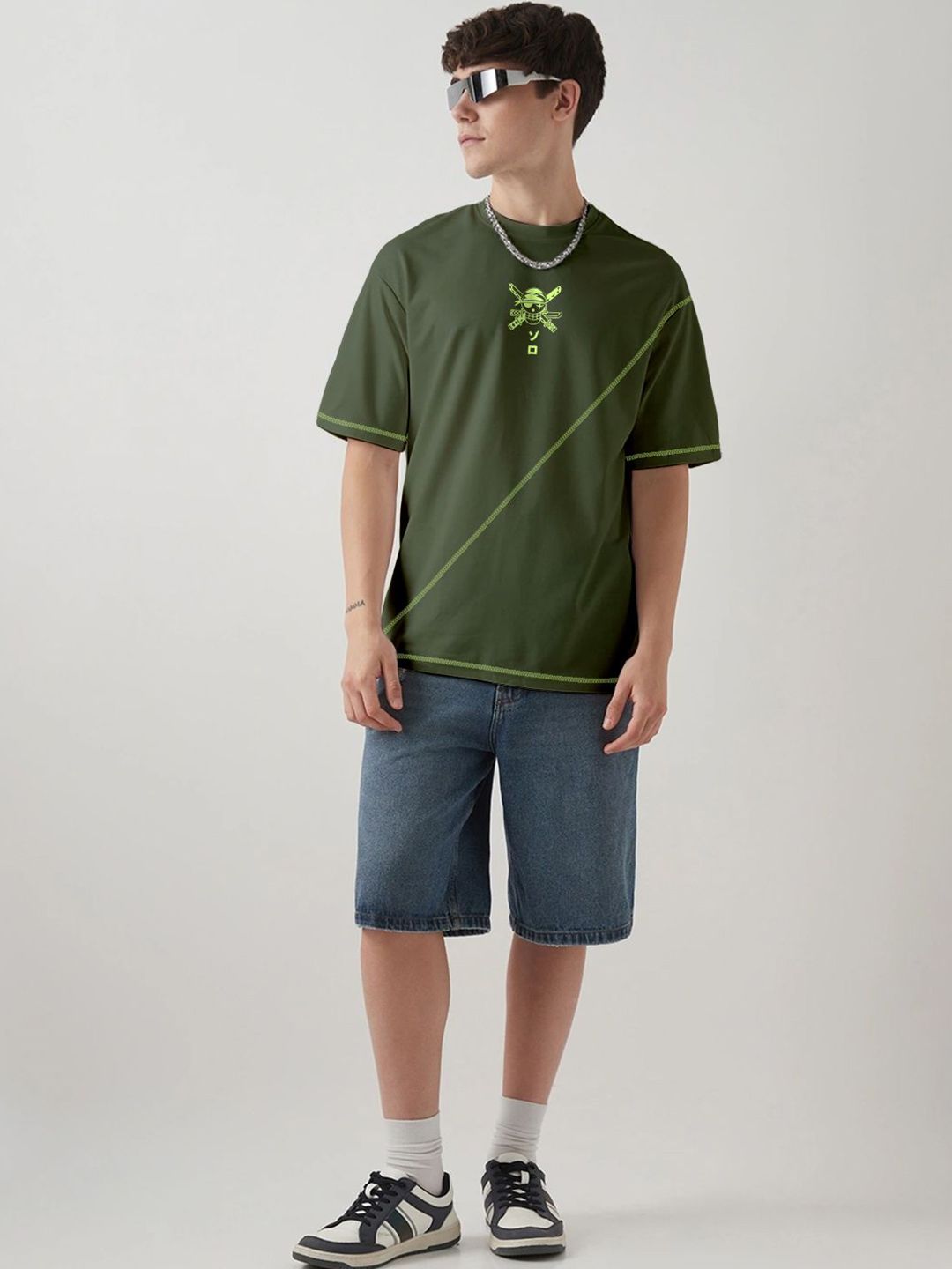 Buy Crazymonk Zoro X King Of Hell Printed Drop-Shoulder Sleeves