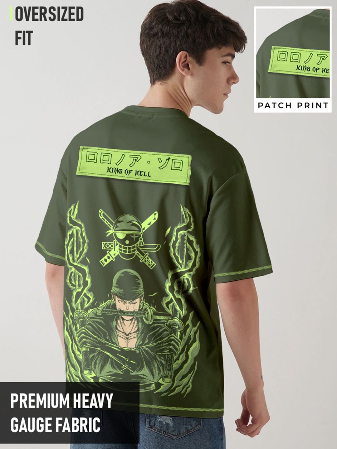 Buy Crazymonk Zoro X King Of Hell Printed Drop-Shoulder Sleeves