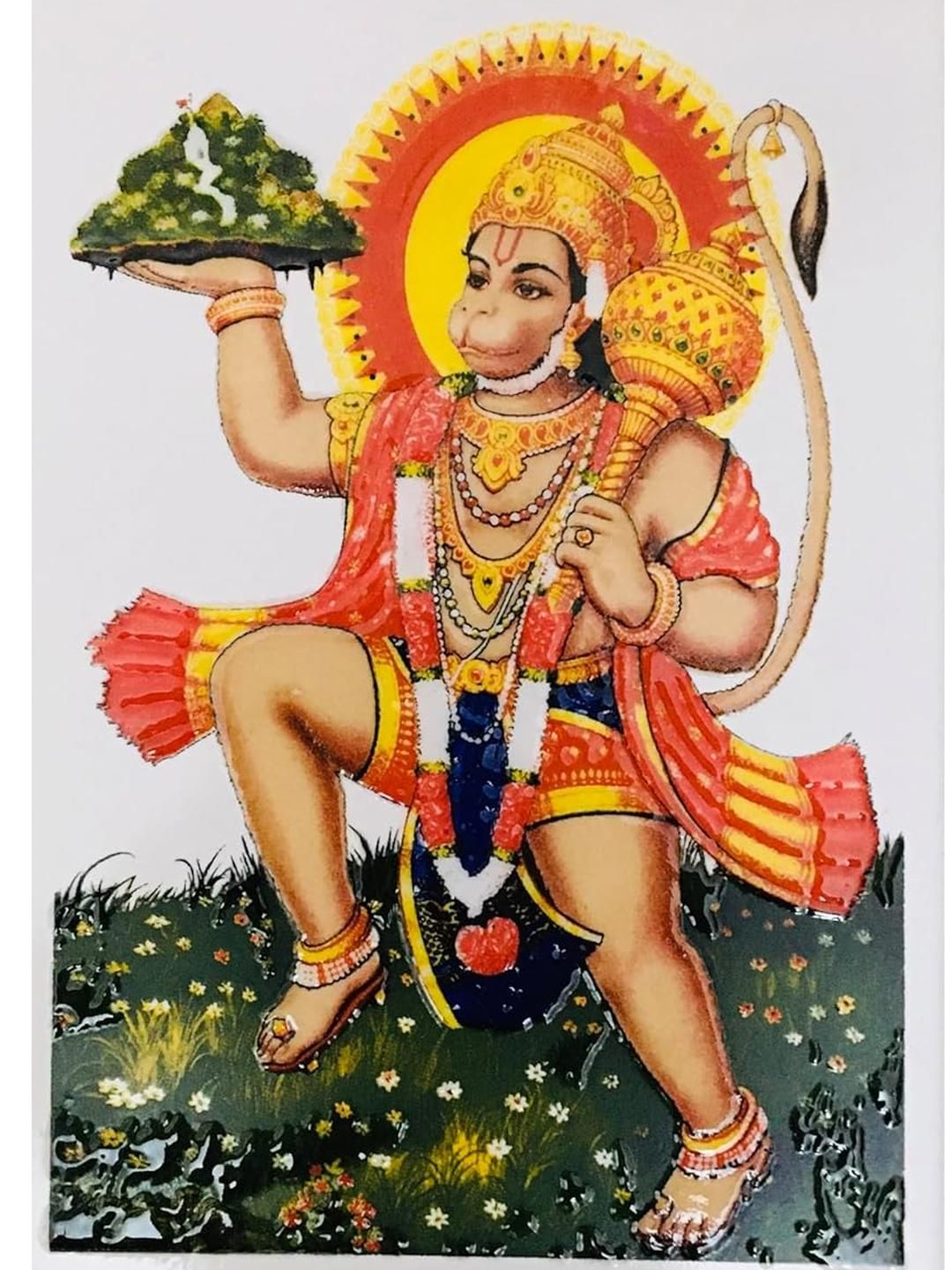 SHOP BY ROOM Lord Hanuman Ceramic Ethnic Motifs Glossy Pooja Room Spiritual Wall Decor