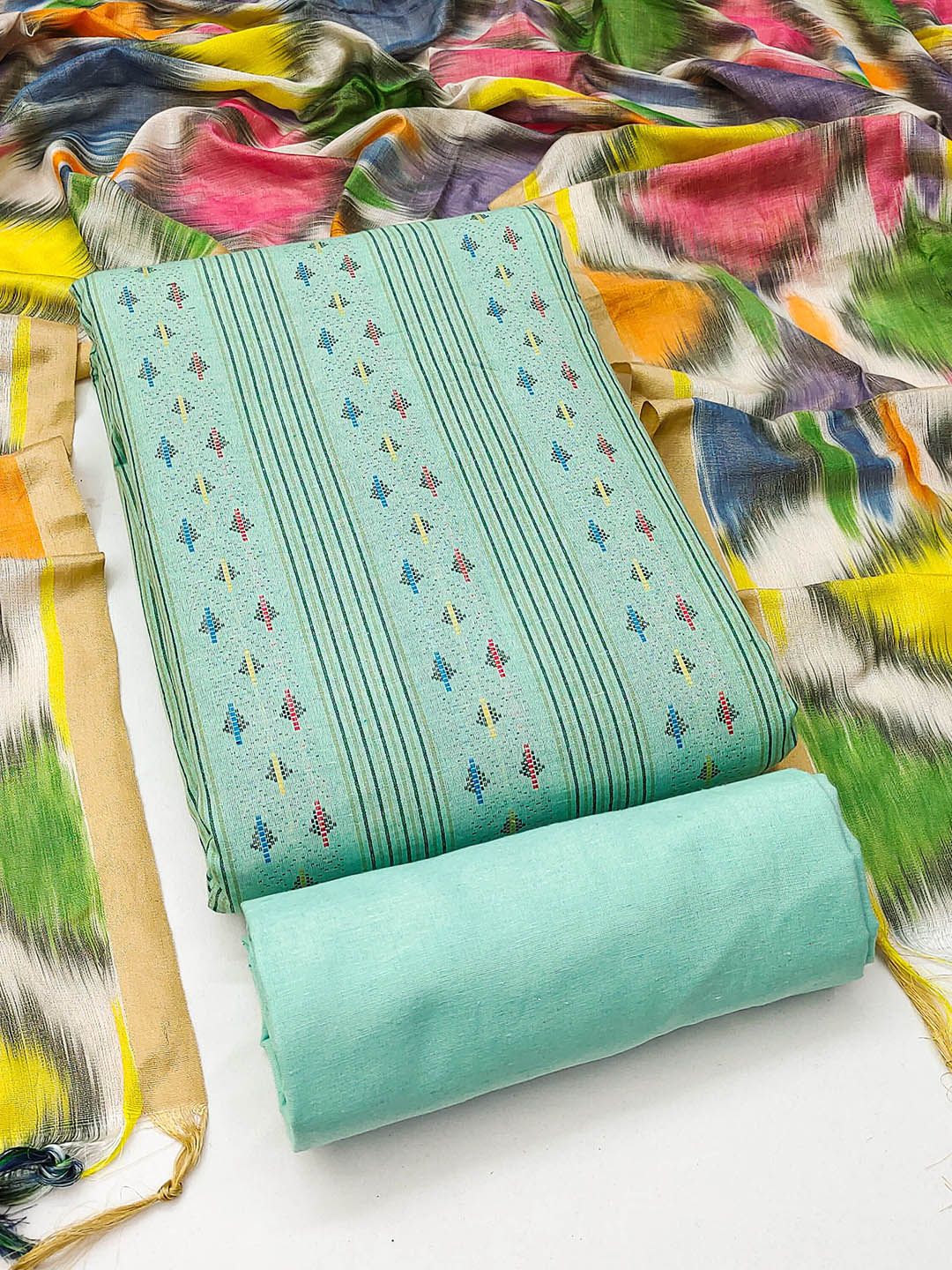 HERE&NOW Floral Woven Design Unstitched Dress Material