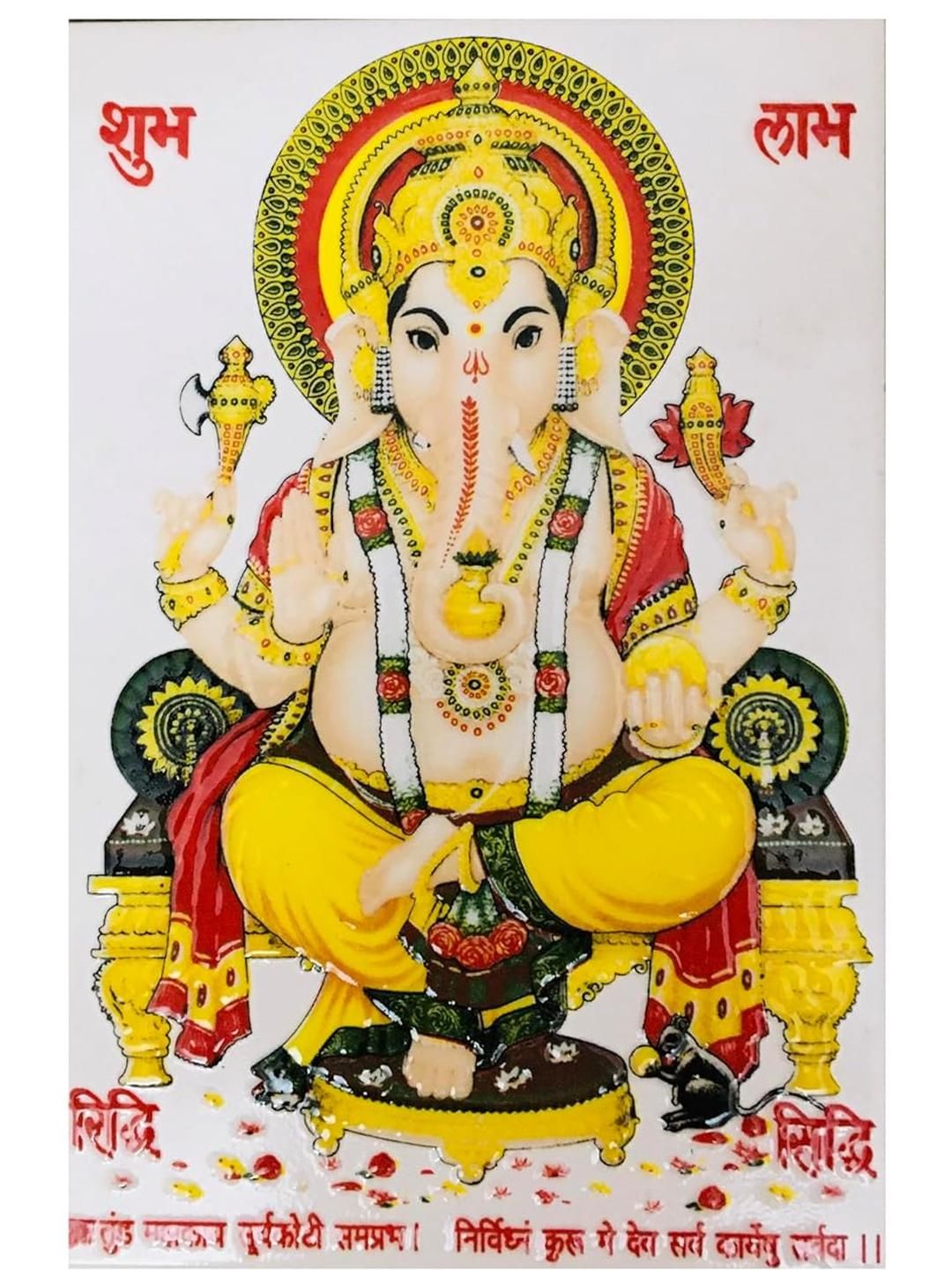 SHOP BY ROOM God Ganesh Ceramic Ethnic Motifs Matte Pooja Room Spiritual Wall Decor