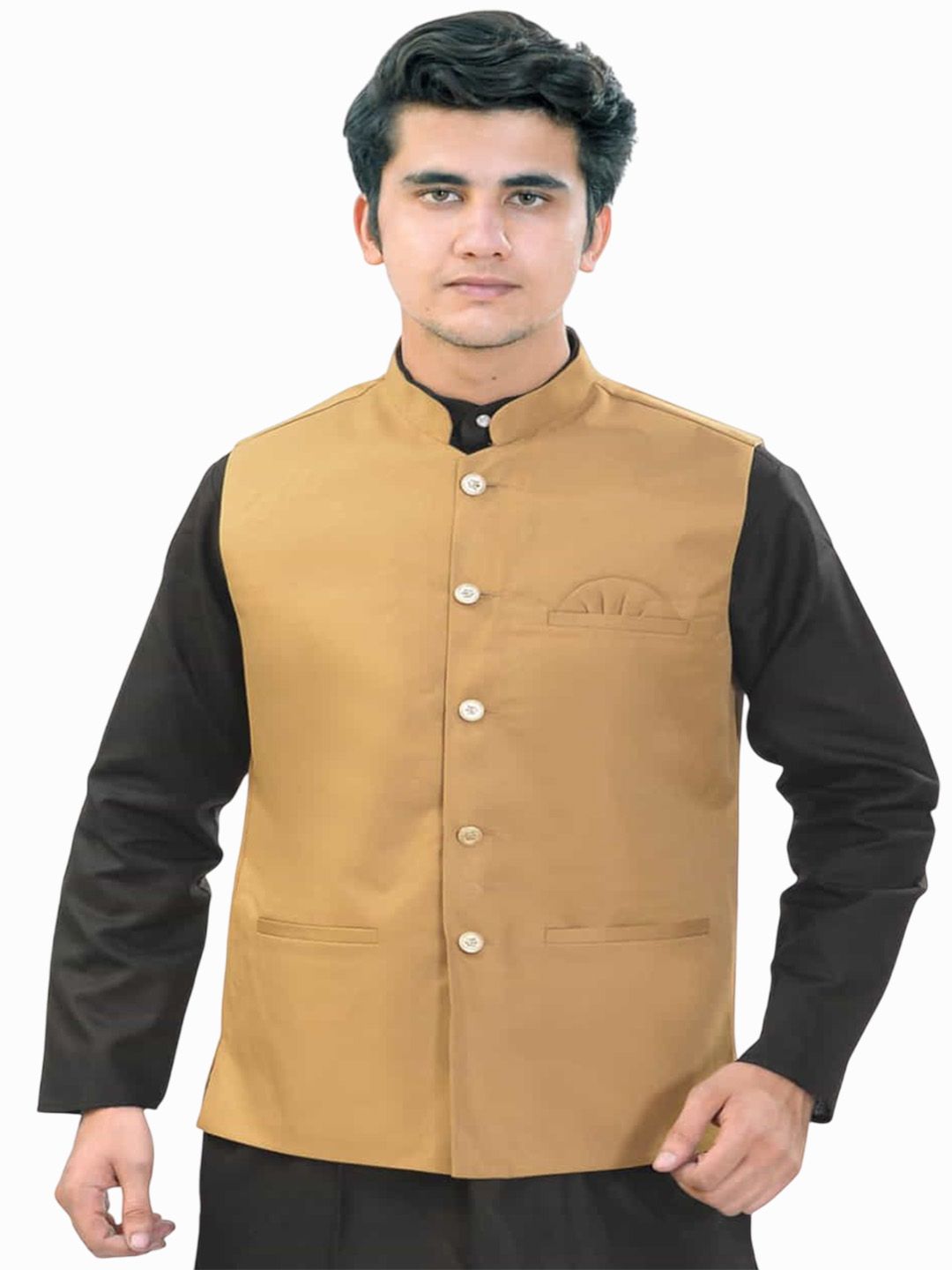BuaGi Collection Mandarin Collar Woven Nehru Jackets