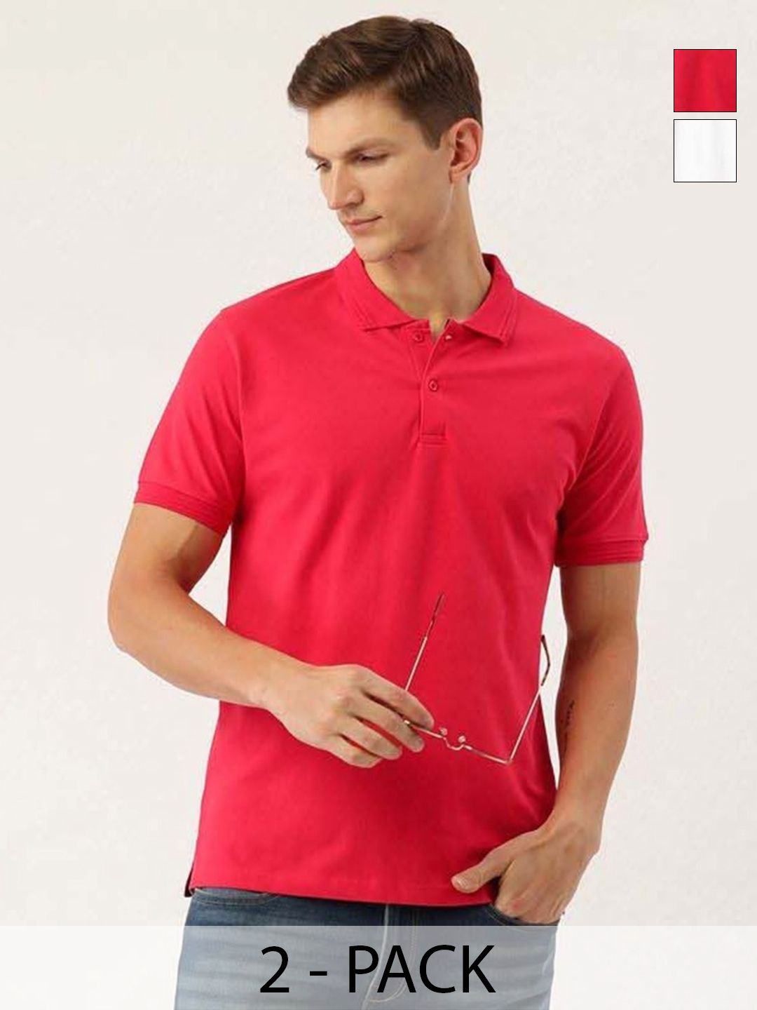 Organic Chics Pack Of 2 Polo Collar Dri-FIT Slim Fit T-shirts