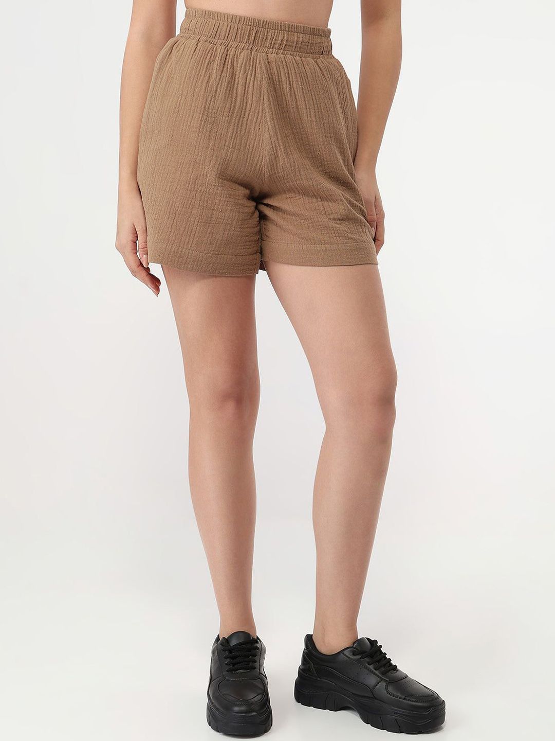 Kraus Jeans Women Slim Fit High-Rise Cotton Shorts