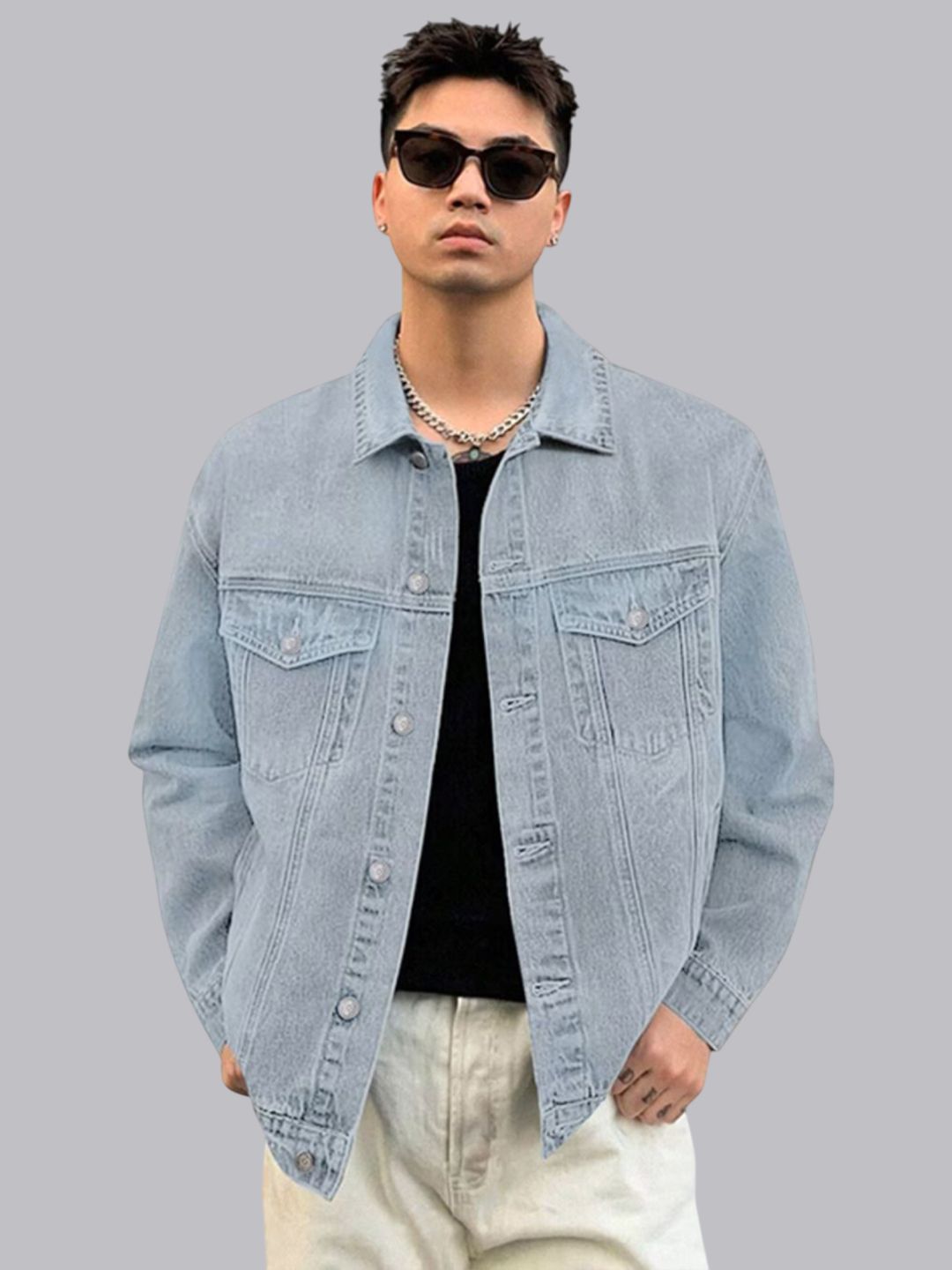 LINARIA Spread Collar Lightweight Denim Jacket