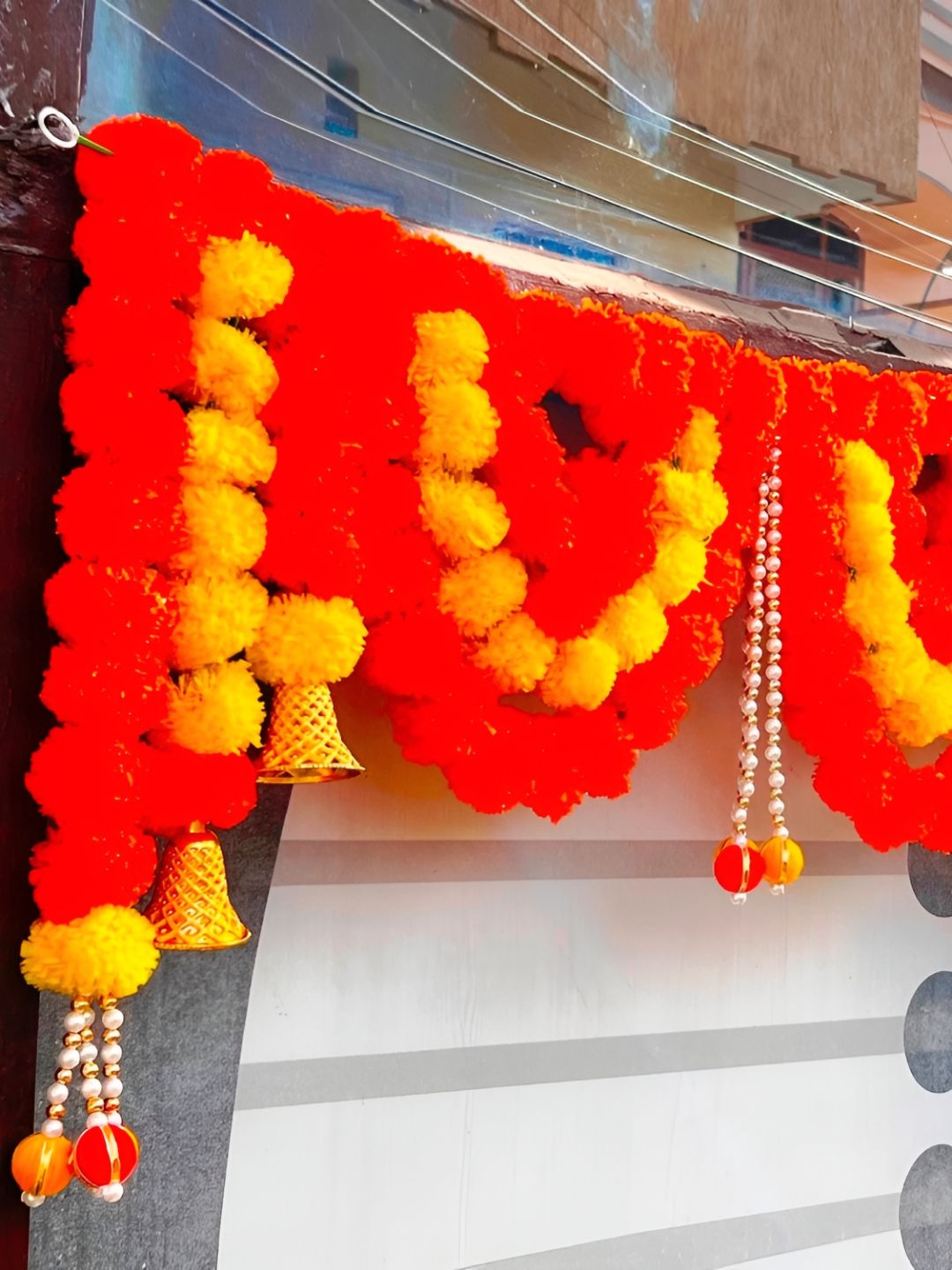 Nutts Yellow & Red Marigold Bandhanwar Festive Decor