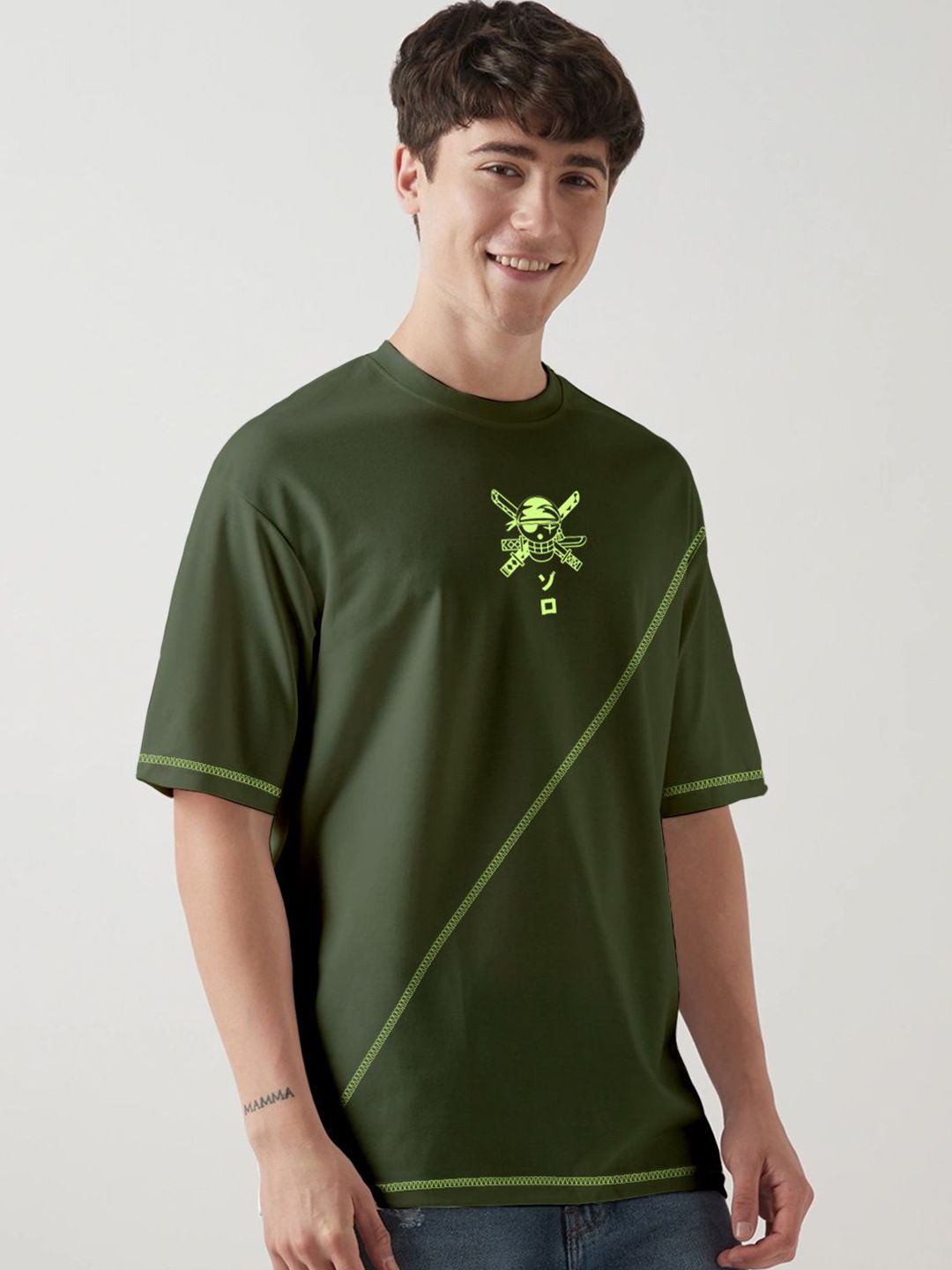 Buy Crazymonk Zoro X King Of Hell Printed Drop-Shoulder Sleeves