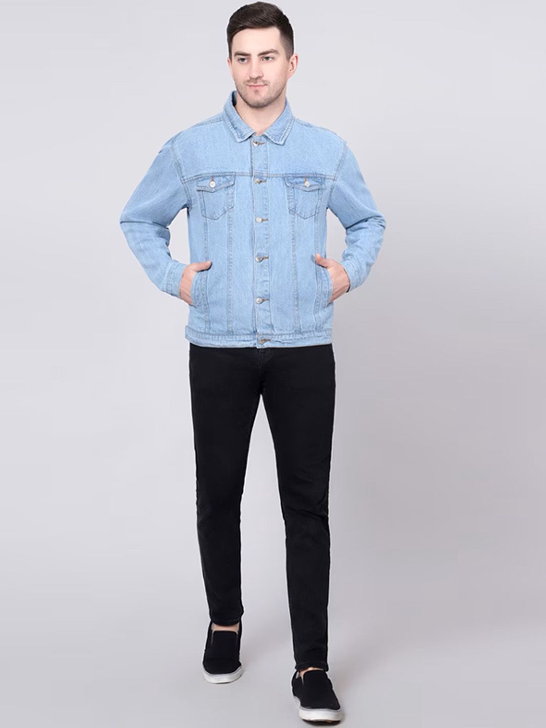 LINARIA Men Lightweight Solid Regular Fit Denim Jacket