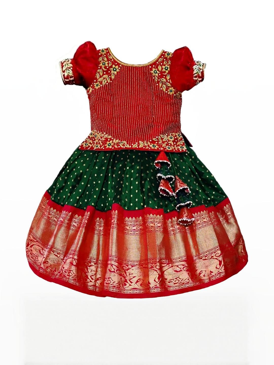 White Button Girls Embroidered Ready to Wear Lehenga & Blouse