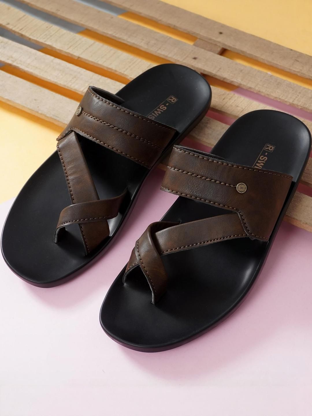 R-SWISS Men Brown Synthetic Flip Flops