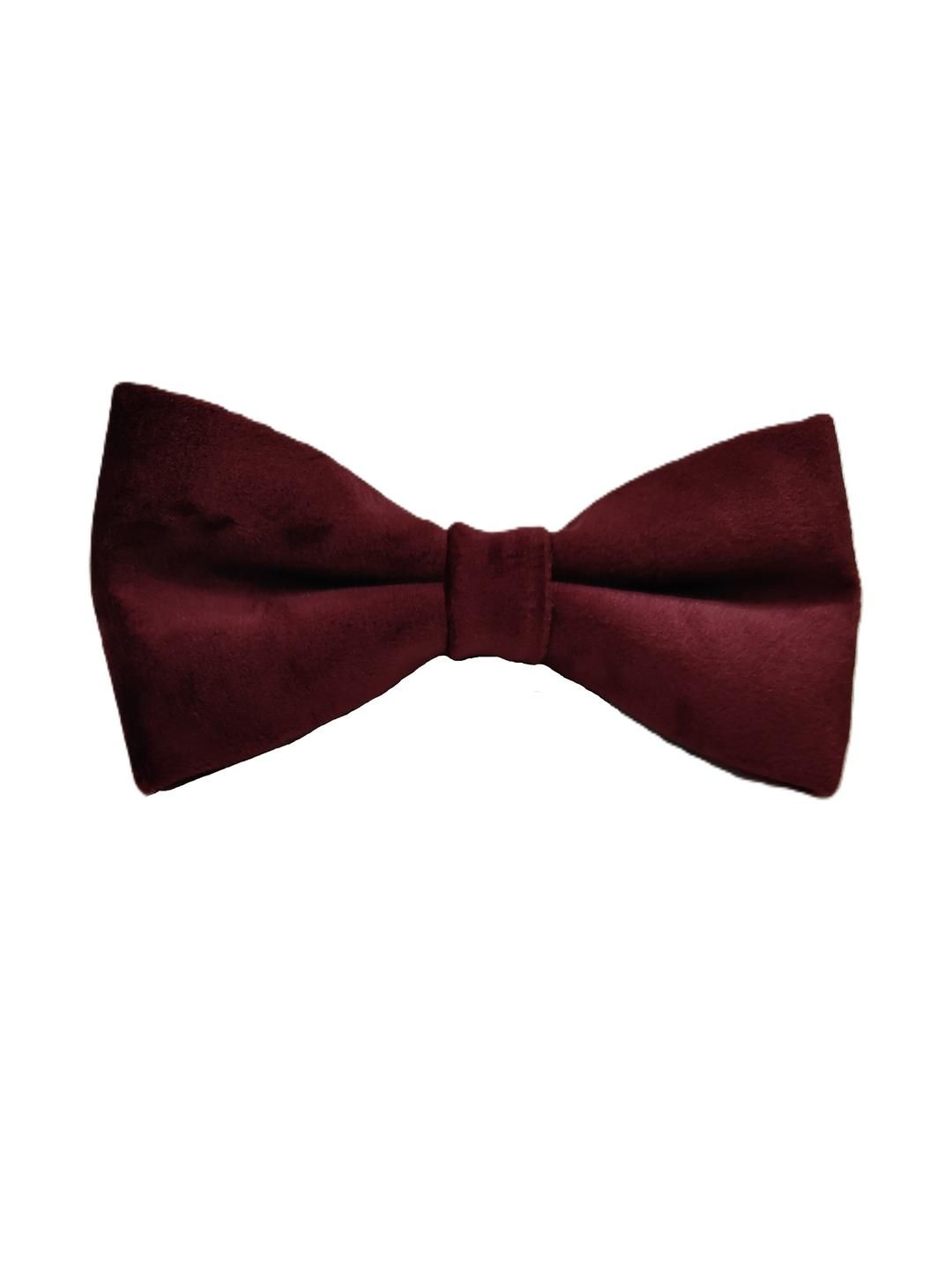 VOICI Maroon Microfiber Solid Bow Tie