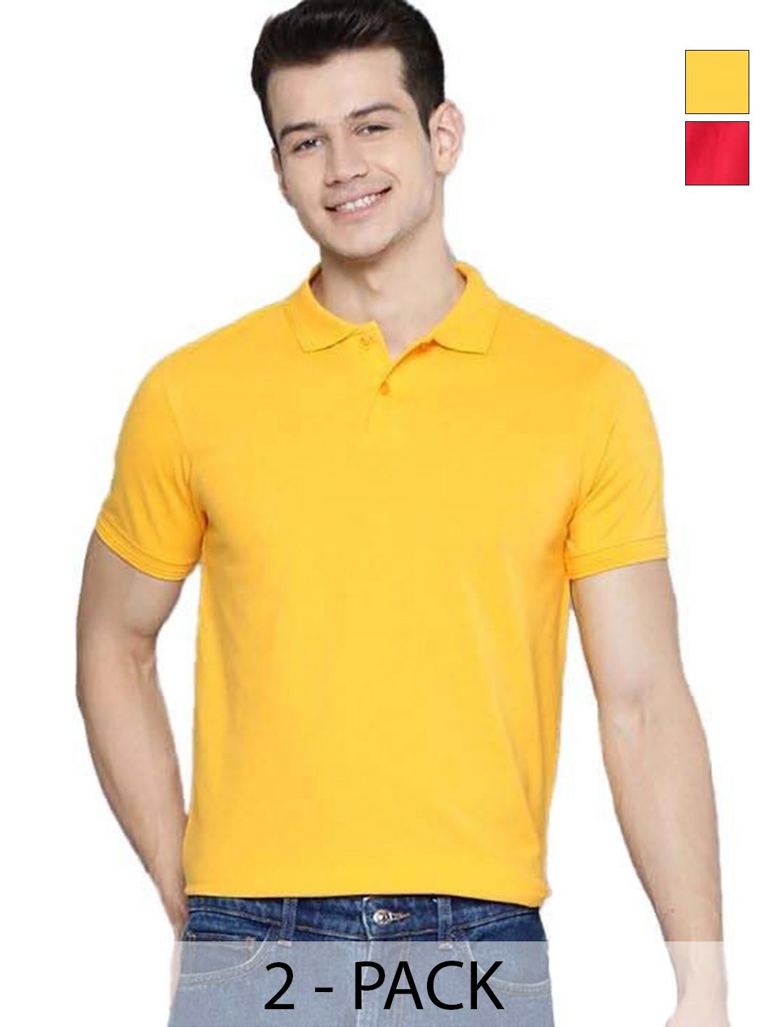Organic Chics Men Pack of 2 Dri-FIT Solid Polo Collar Slim Fit T-shirts