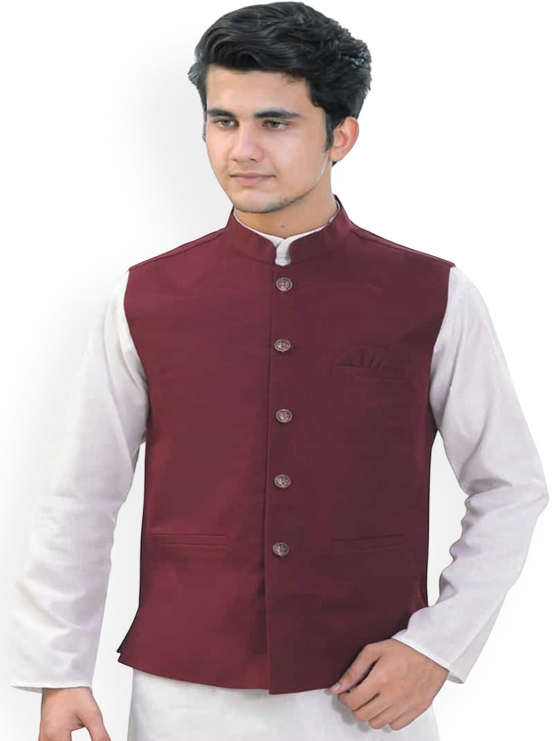BuaGi Collection Mandarin Collar Woven Nehru Jackets