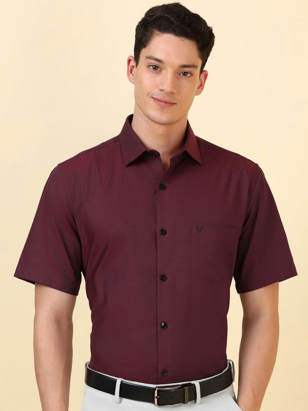 Allen Solly Men Solid Spread Collar Pure Cotton Formal Shirt