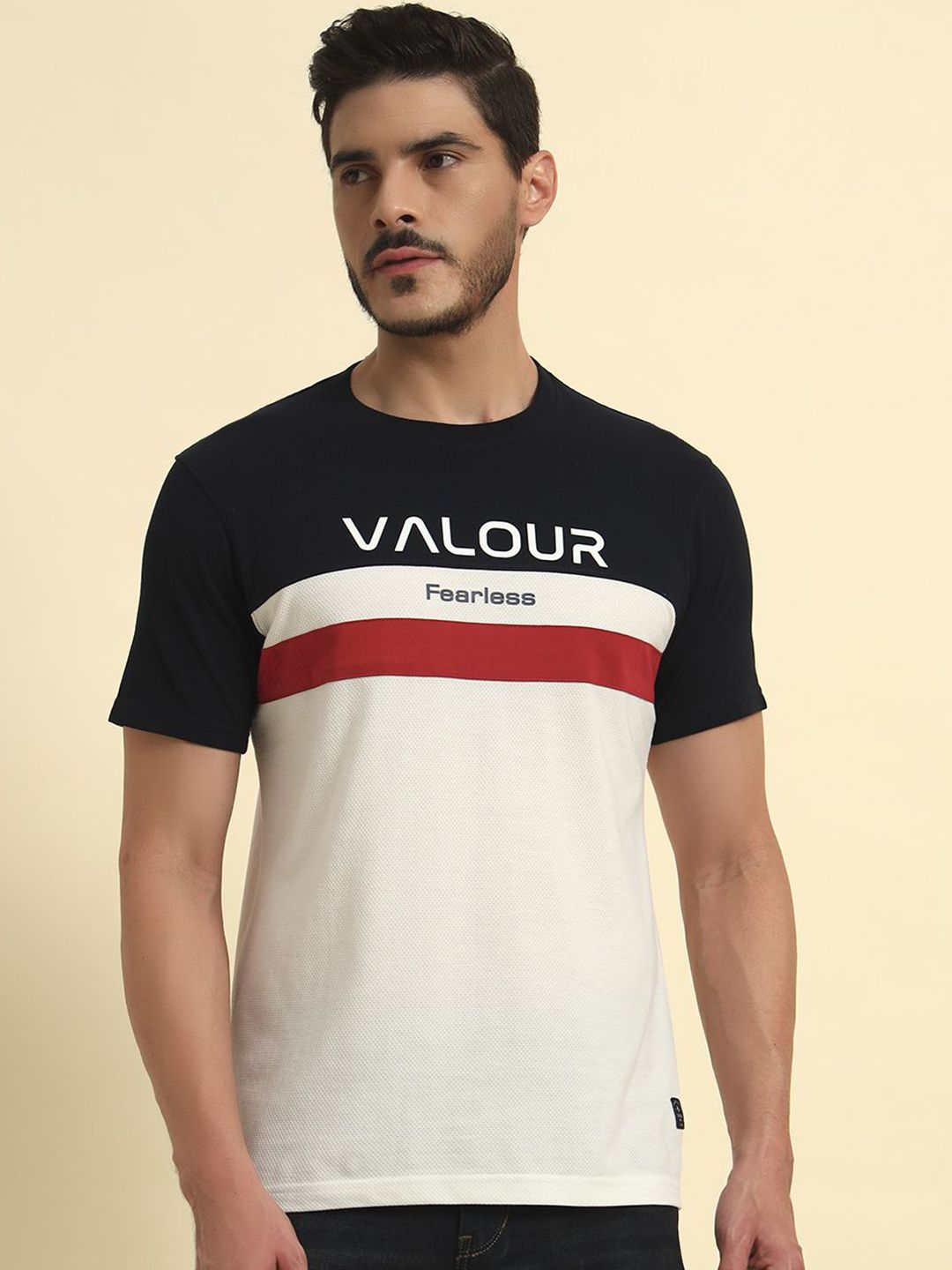Cantabil Men Typography Printed Round Neck Cotton T-shirt