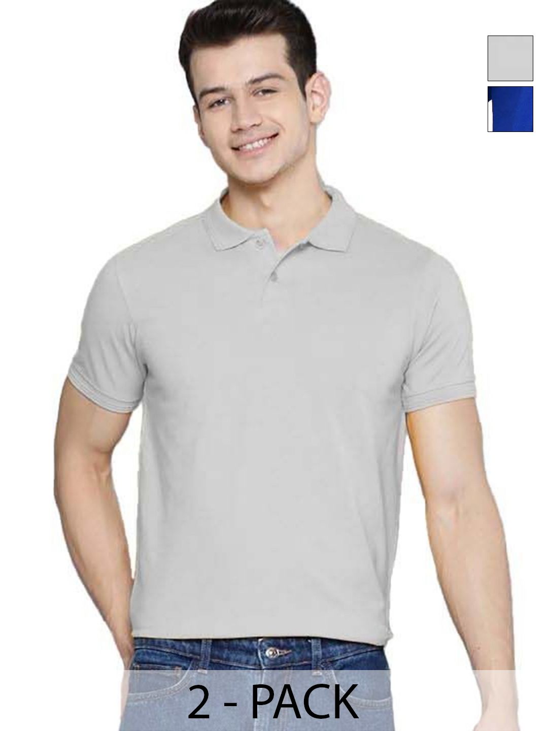 Organic Chics Men Pack of 2 Dri-FIT Solid Polo Collar Slim Fit T-shirts