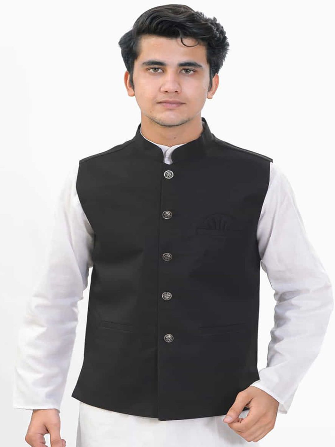 BuaGi Collection Mandarin Collar Woven Nehru Jackets