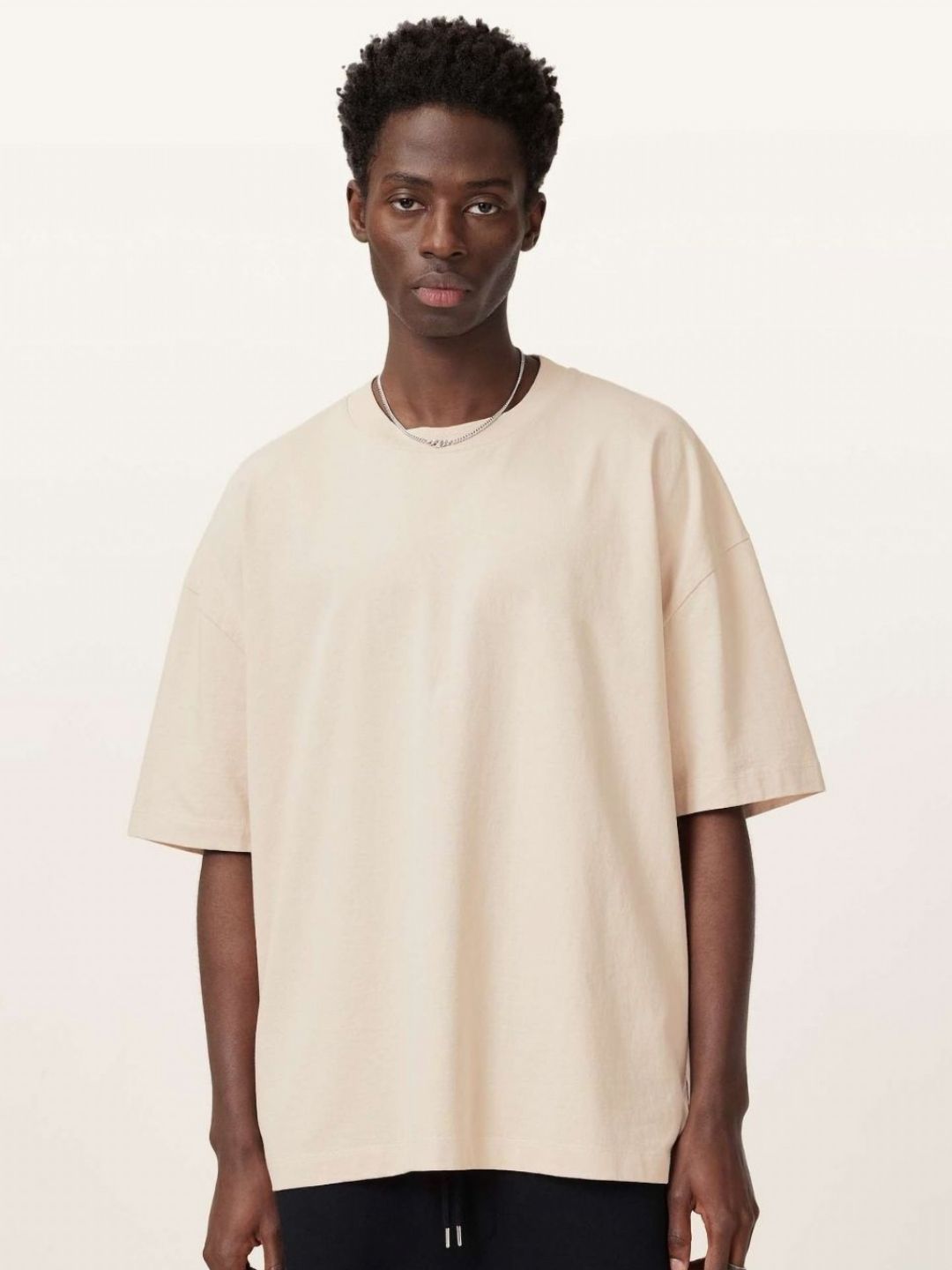 SMAN Men Solid Round Neck Cotton Oversized T-shirt