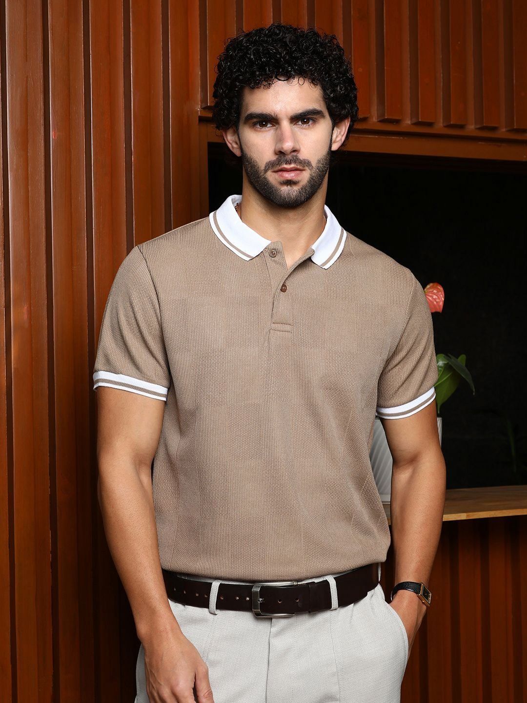 CAHOOT Striped Polo Collar Cotton T-shirt
