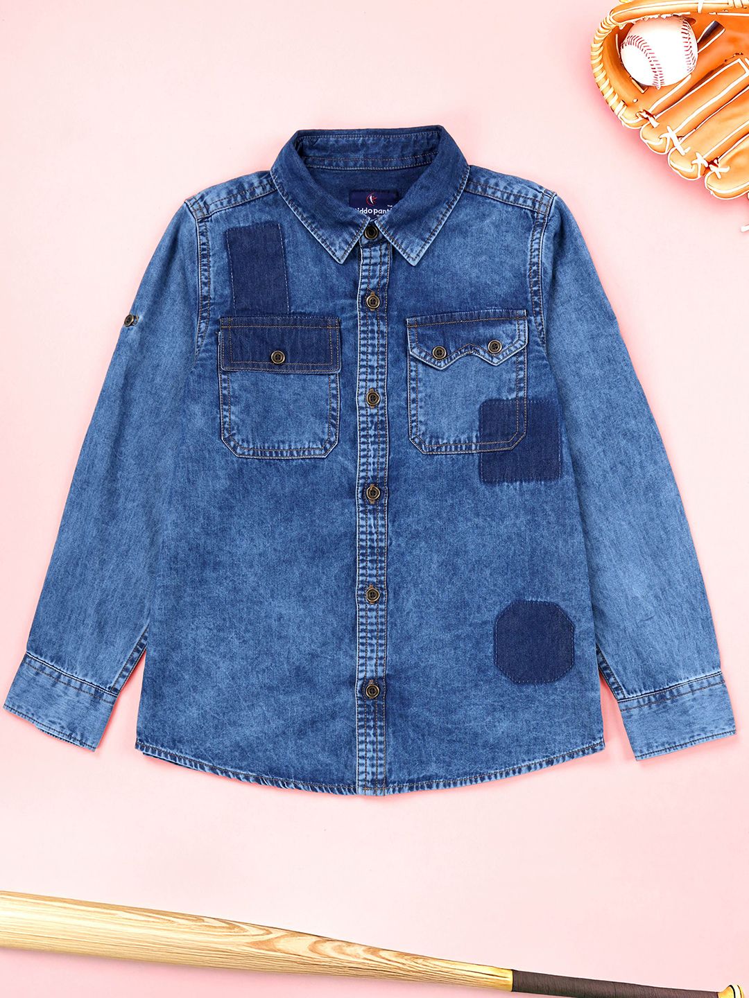 KiddoPanti Boys Solid Spread Collar Pure Cotton Casual Shirt