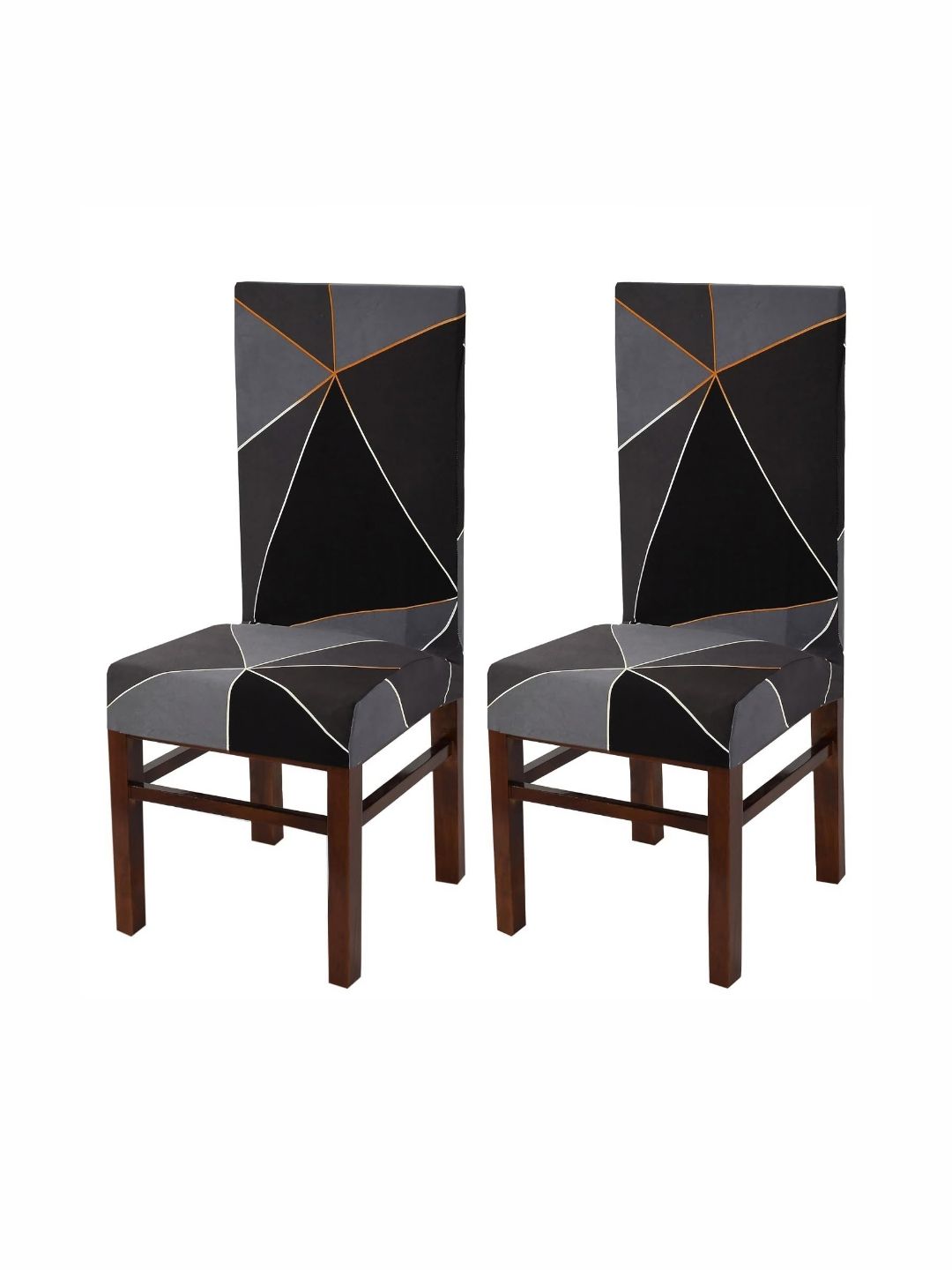 Yellow Weaves 2-Pcs Dark Grey Printed Chair Cover