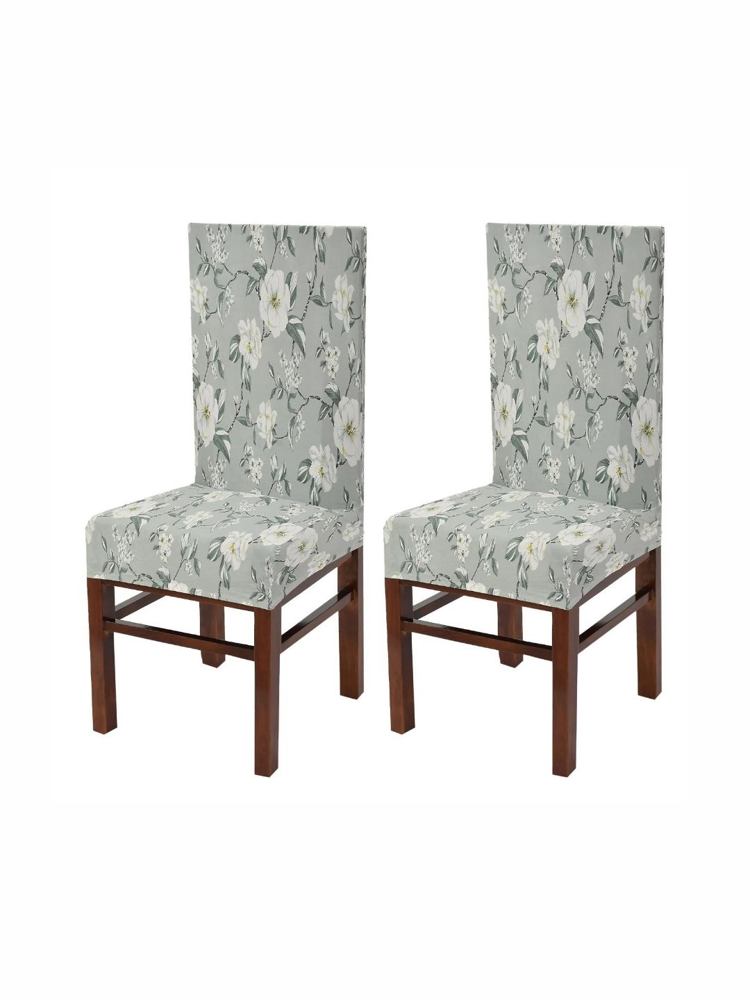 Yellow Weaves 2-Pcs Grey Printed Stretchable Chair Covers