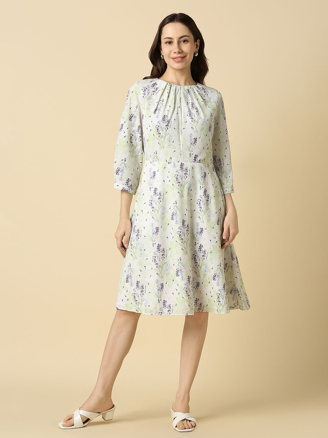 Allen Solly Woman Floral Printed Fit & Flare Dress
