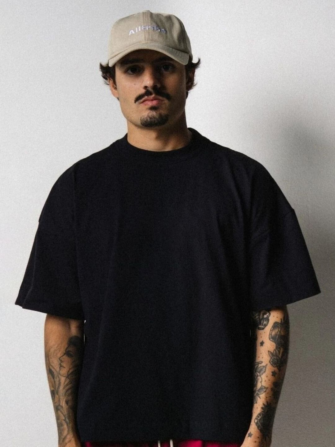 SMAN Men Solid Round Neck Cotton Oversized T-shirt