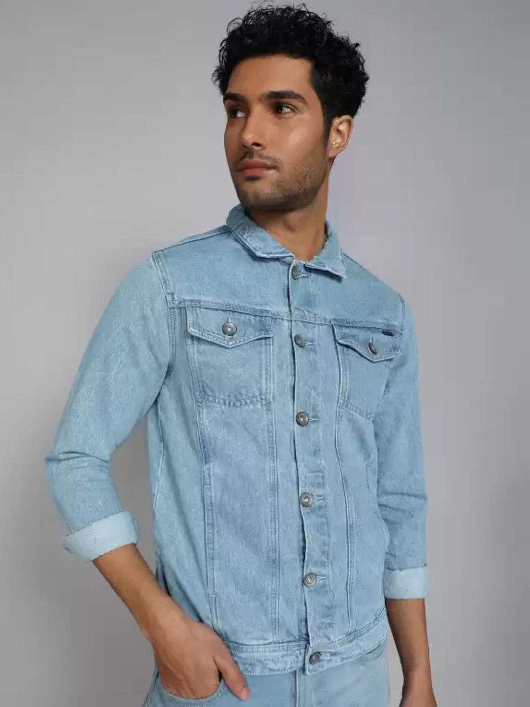 LINARIA Men Solid Lightweight Denim Jacket