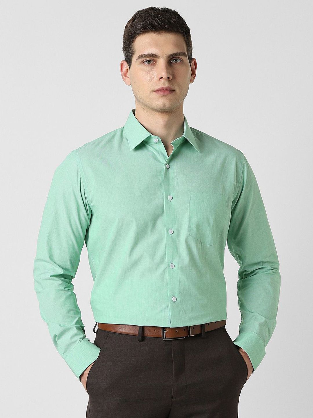 Van Heusen Checked Spread Collar Formal Pure Cotton Slim Fit Shirt