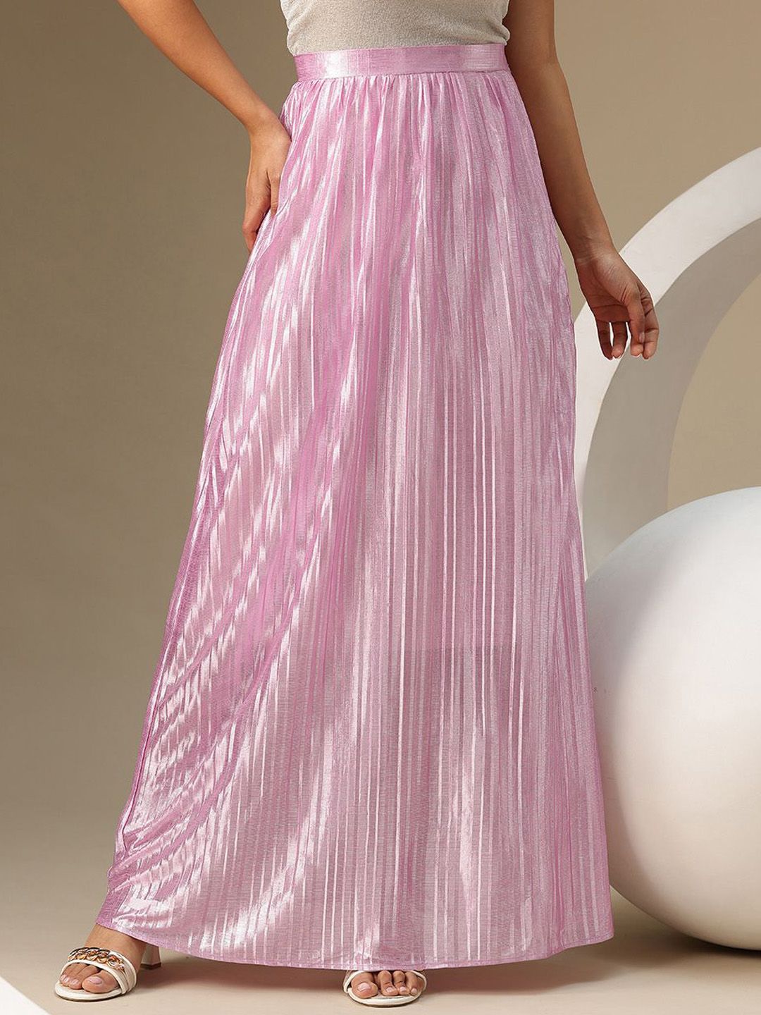 all about you Striped Pleated Maxi Skirt