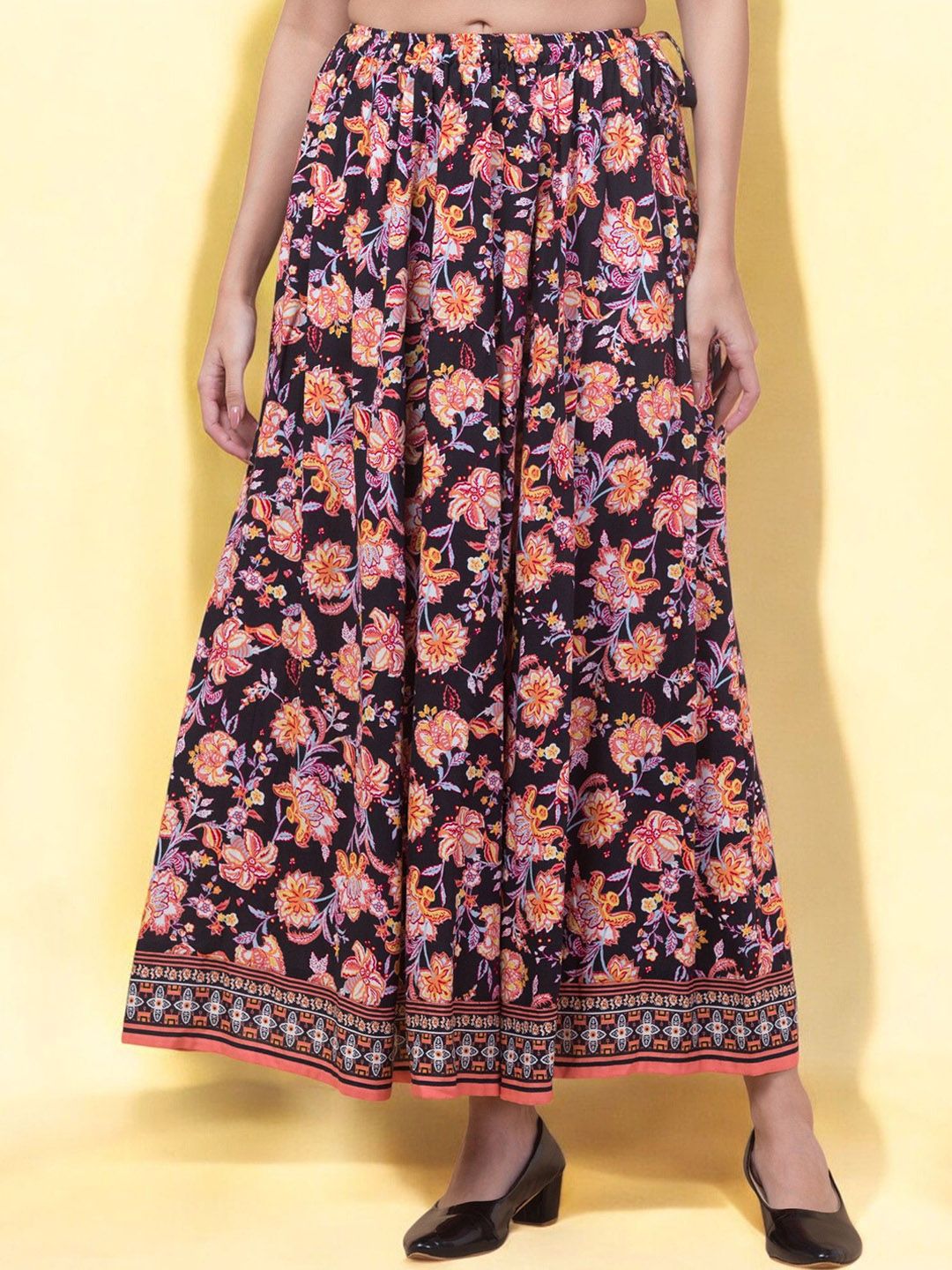 INUKA Printed Flared Maxi Skirt