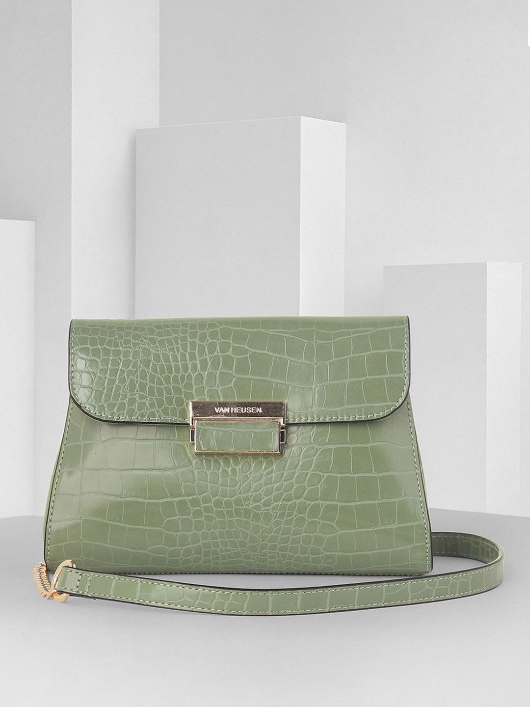 Van Heusen Woman Textured Crossbody Buckle Detail Sling Bag