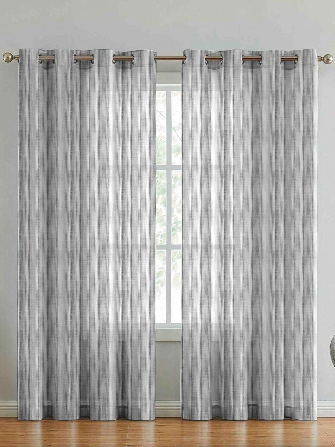 Aura Grey & White 2 Pieces Abstract Door Curtains