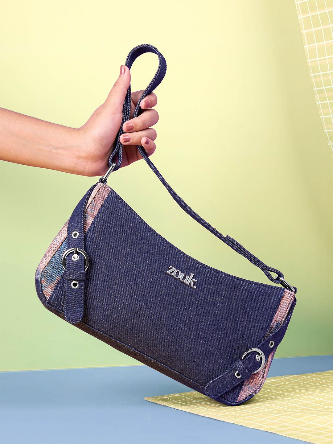 Buy Alt by Zouk Women Solid Baguette Buckle Detail Shoulder Bag