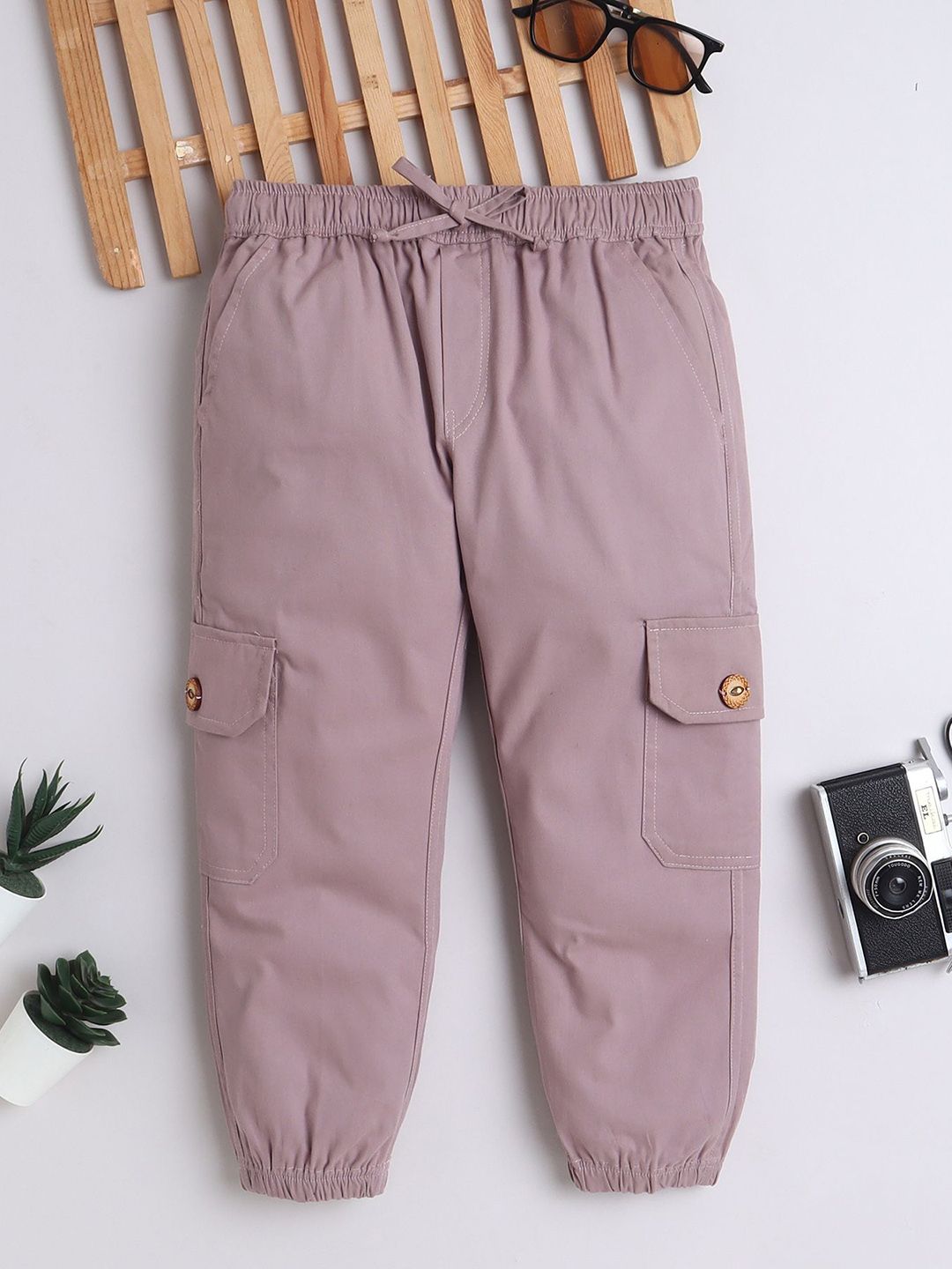 BAATCHEET Boys Pure Cotton Relaxed-Fit Joggers