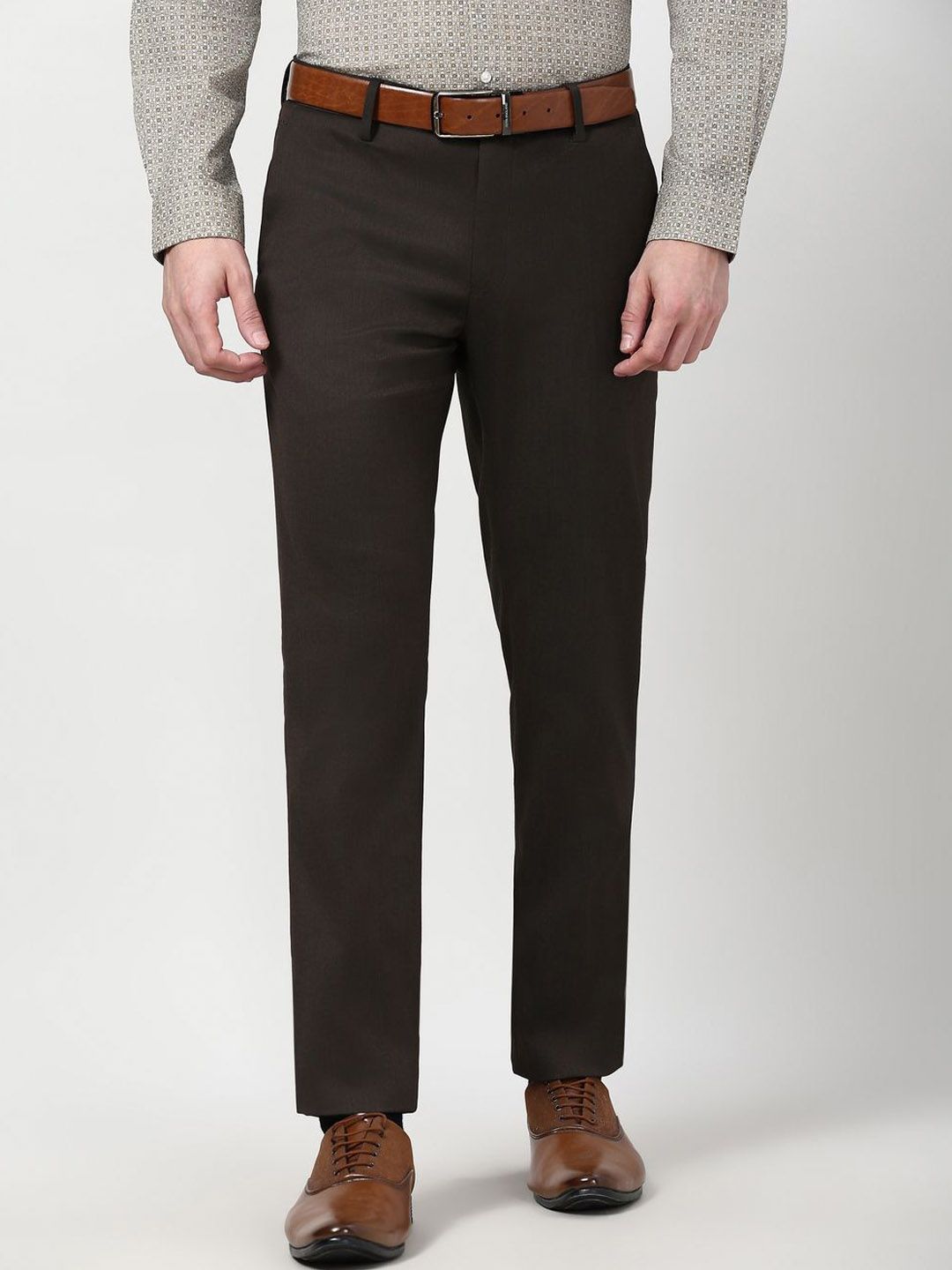 Peter England Elite Men Slim Fit Mid-Rise Formal Trousers