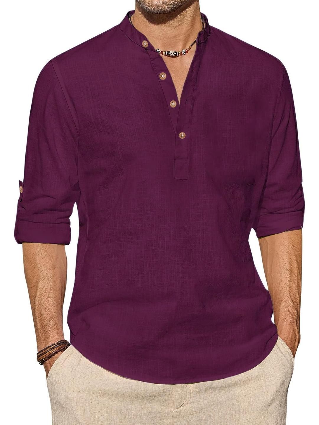 Edin Men Rust Cotton Kurtas