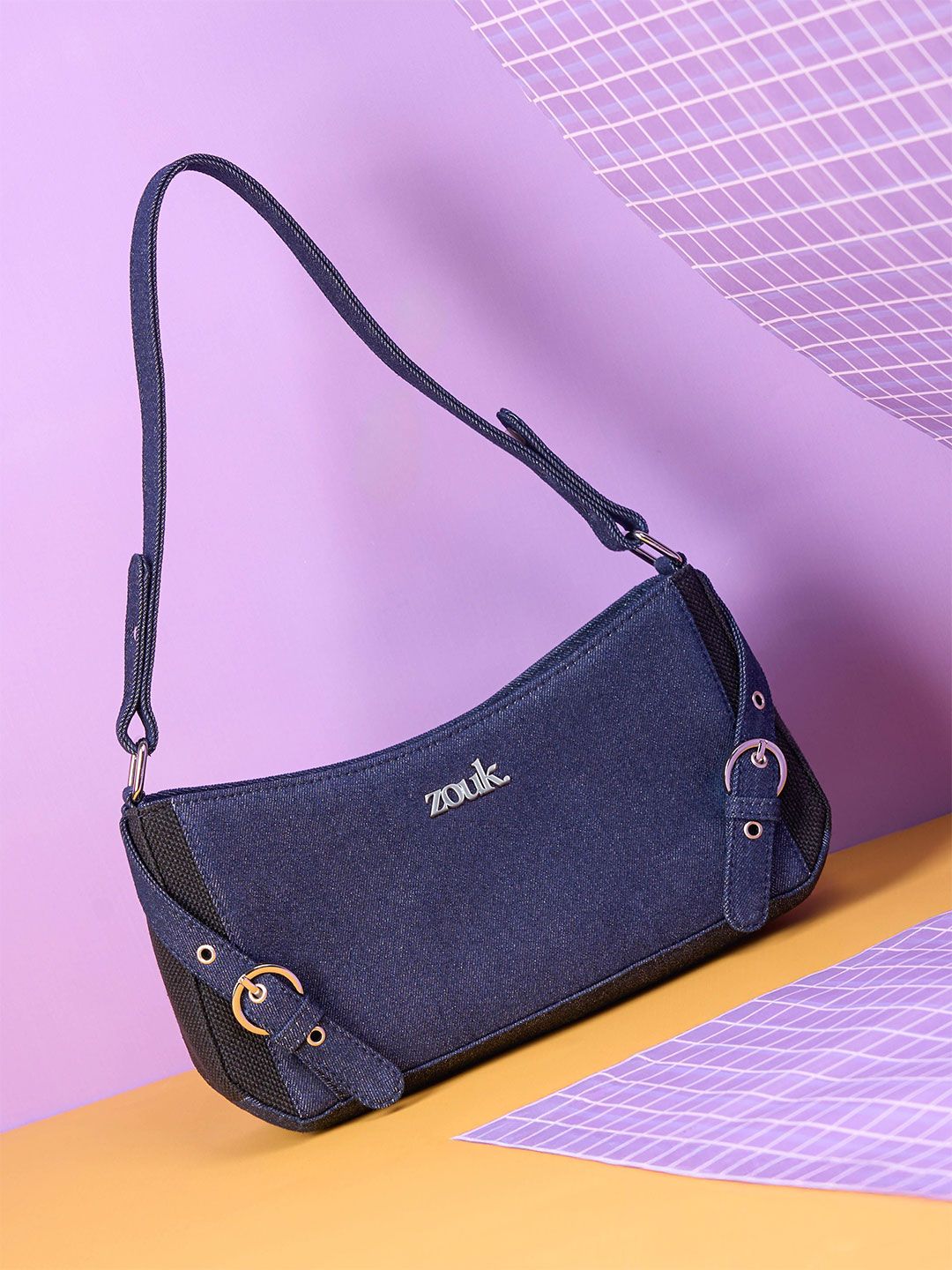 Buy Alt by Zouk Women Solid Baguette Buckle Detail Shoulder Bag