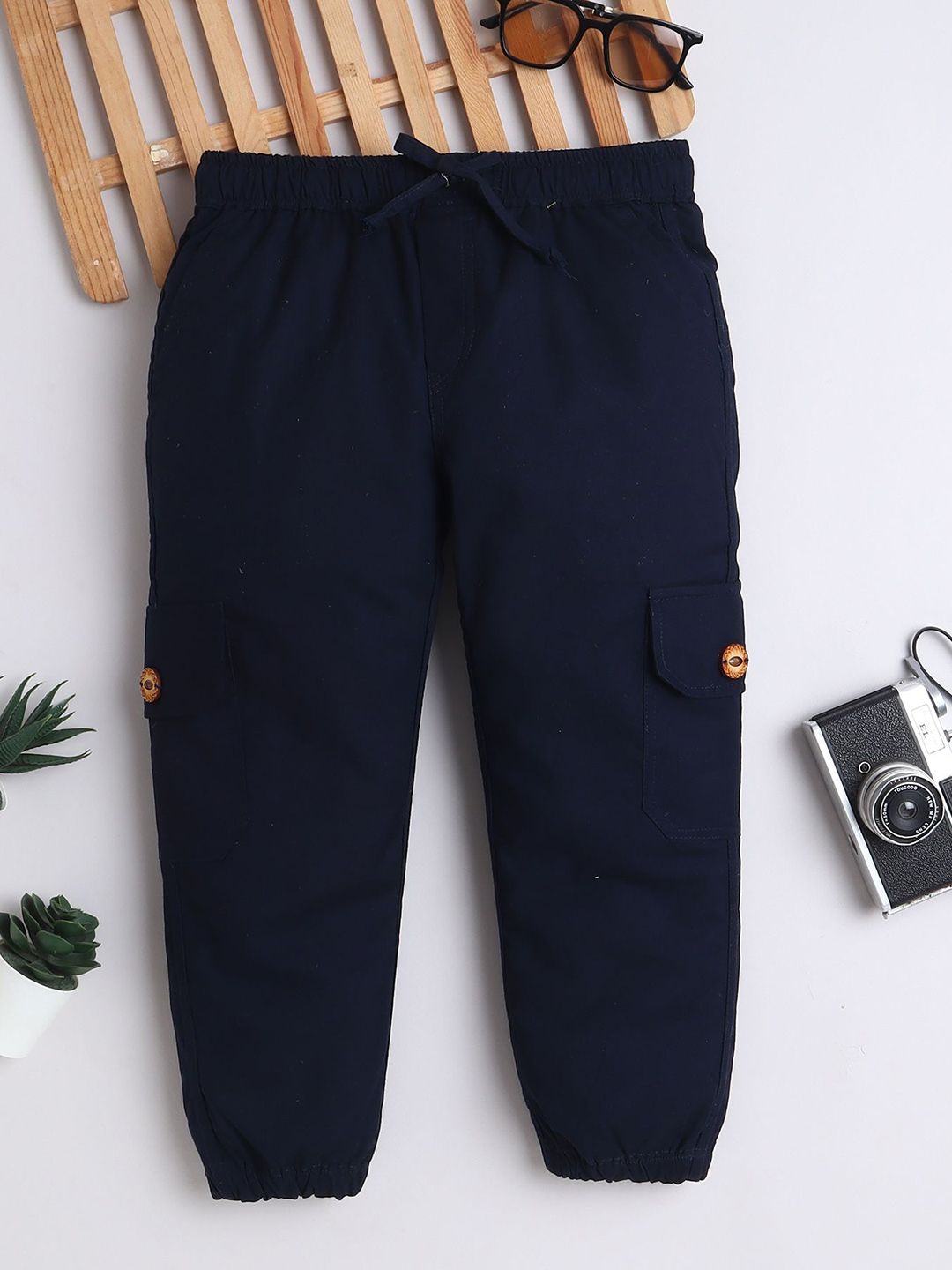 BAATCHEET Boys Pure Cotton Relaxed-Fit Joggers