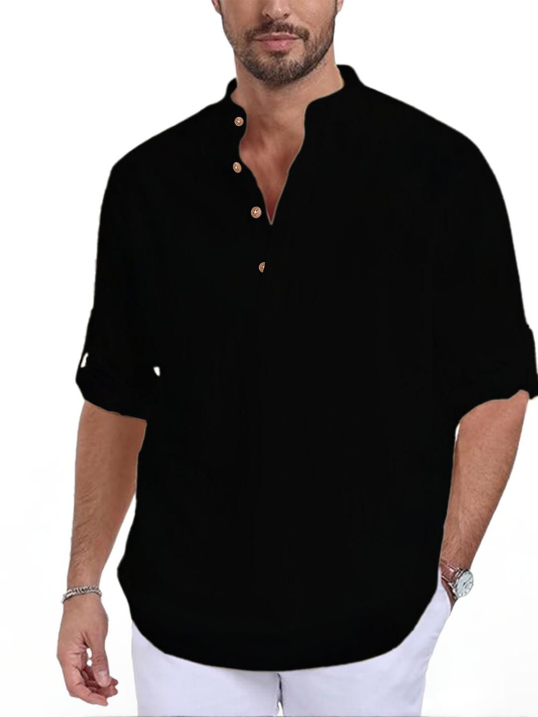 Edin Men Black Cotton Kurtas