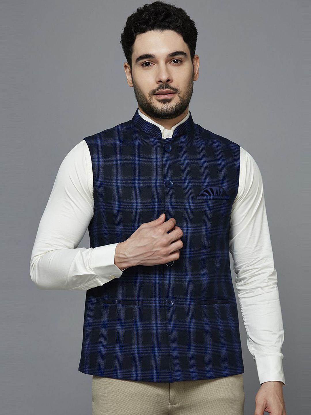 ESSAS club Checked Nehru Jacket