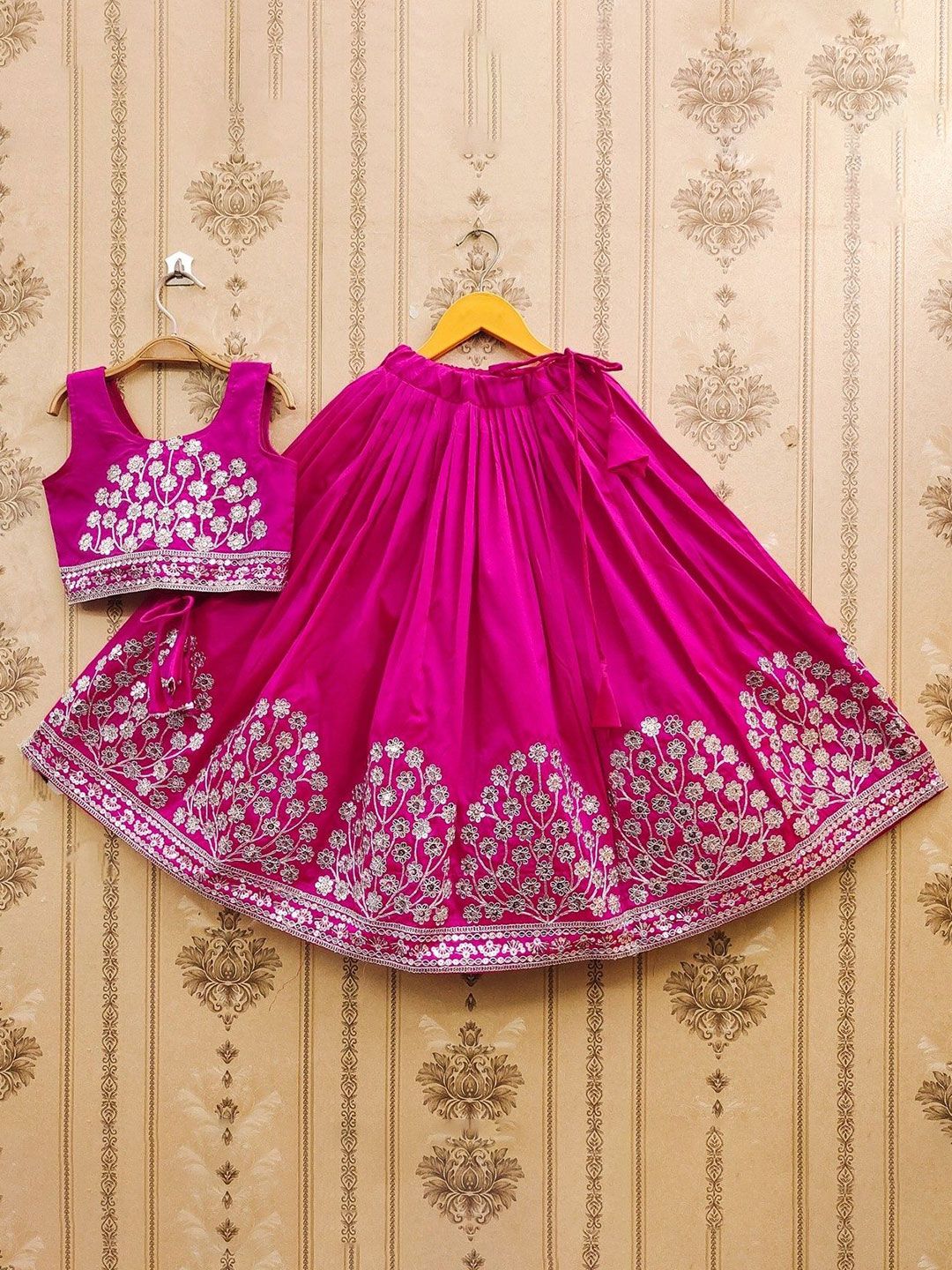BAESD Girls Floral Embroidered Zari Ready to Wear Lehenga & Choli
