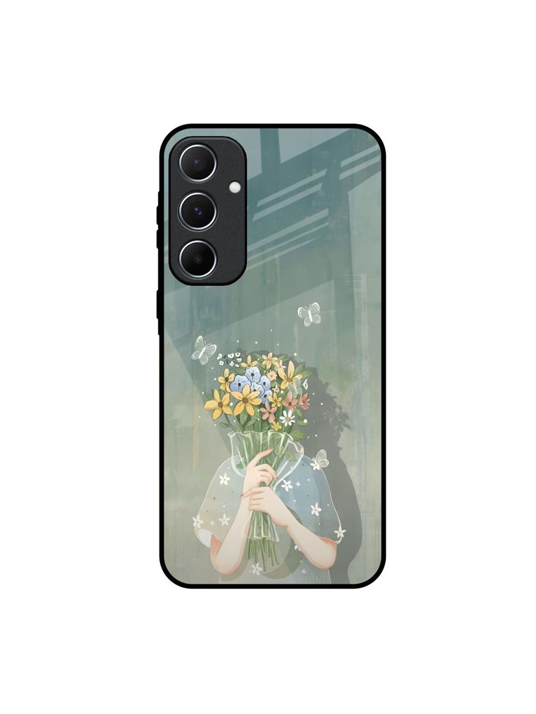 QRIOH FloraFacade Printed Samsung Galaxy A55 5G Glass Back Case Mobile Accessories